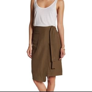 Anthopologie Ro & De Women's Wrap Skirt in Olive Green‎